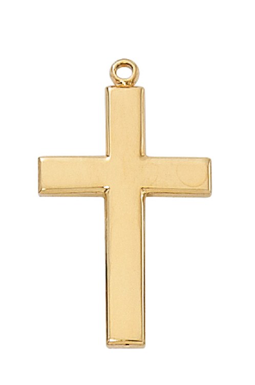 GOLD OVER PEWTER CROSS WITH 24'' GOLD OVER BRASS CHAIN