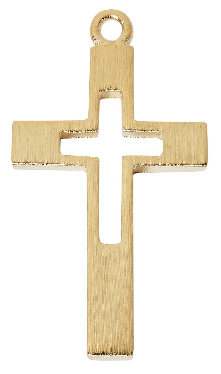 GOLD TONE PEWTER CROSS WITH 18'' GOLD TONE CHAIN