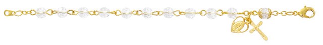6.5'' GOLD PLATED REAL CRYSTAL ROSARY BRACELET