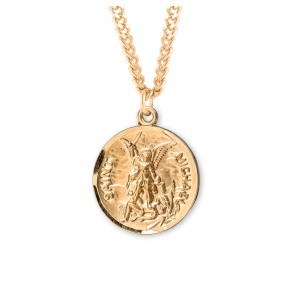 ROUND ST. MICHAEL WITH PRAYER MEDAL