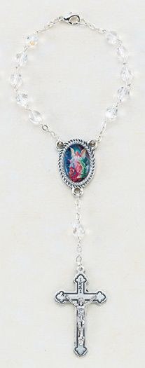 CRYSTAL GUARDIAN ANGEL AUTO ROSARY