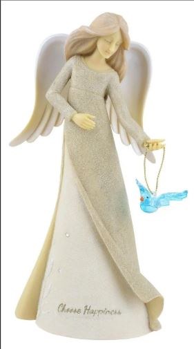 CHOOSE HAPPINESS ANGEL WITH BLUE BIRD