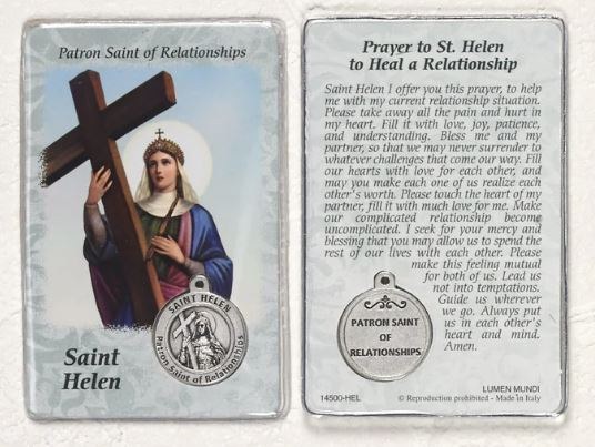 ST HELEN PRAYER CARD WITH MEDAL