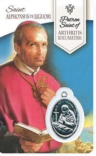 HEALING ST ALPHONSUS PRAYER CARD WITH MEDAL