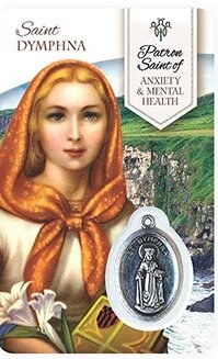 HEALING ST DYMPHNA PRAYER CARD WITH MEDAL