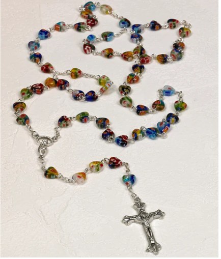 HEART SHAPED IMITATION MURANO GLASS ROSARY