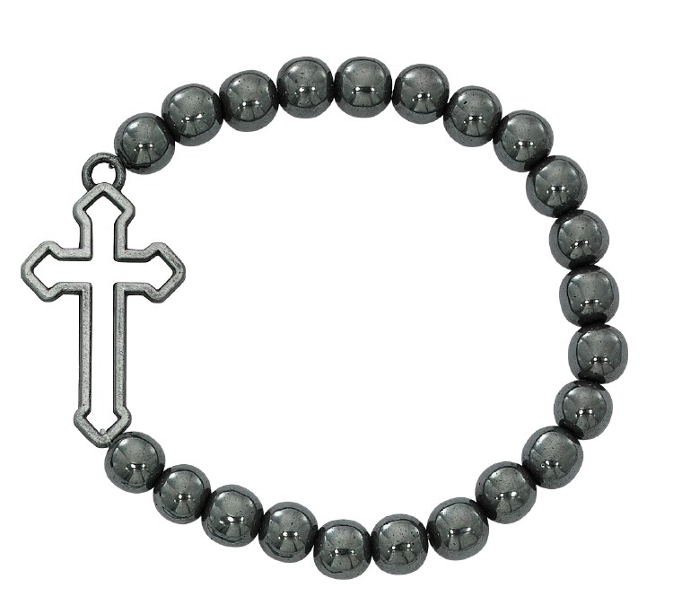 HEMATITIE CROSS STRETCH BRACELET