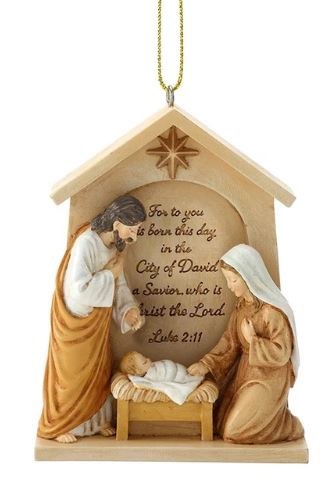 HOLY FAMILY CRECHE ORNAMENT 3.5"