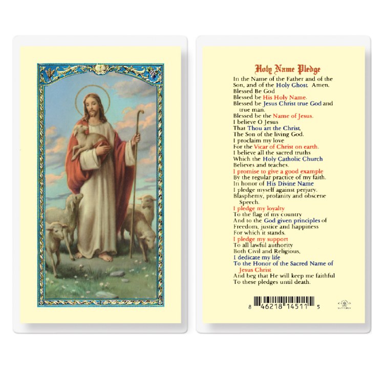 HOLY NAME PLEDGE PRAYER CARD