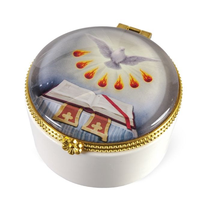 HOLY SPIRIT PORCELAIN ROSARY BOX