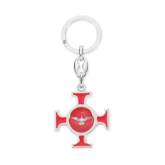 HOLY SPIRIT RED EPOXIED CROSS KEY CHAIN