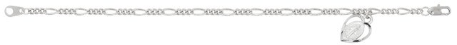 IMATATIONRHODIUM PLATED FIGARO CHAIN MIRACULOUS BRACELET