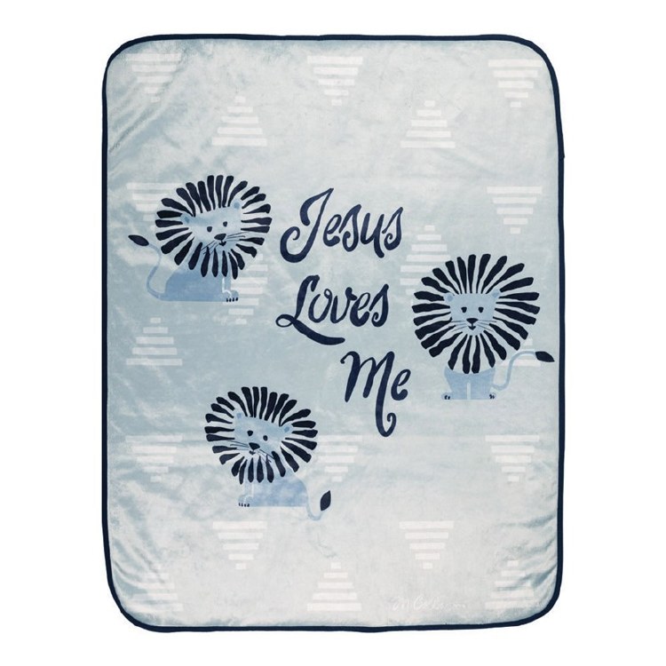 JESUS LOVES ME LION BLUE FLEEC