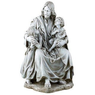 JESUS SITTING WITH CHILDREN STATUE