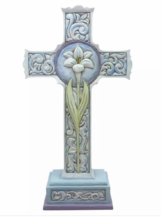 STANDING CROSS TWO SIDED DOVE/LILY