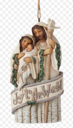 WHITE WOODLAND HOLY FAMILY ORNAMENT