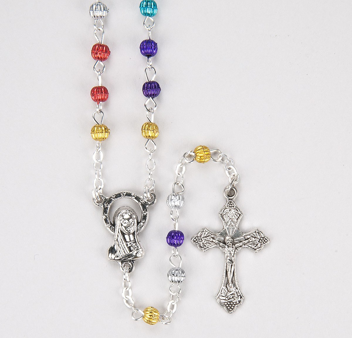 RIDGED MULTICOLORED BEAD ROSARY Divine Mercy Gift Shop