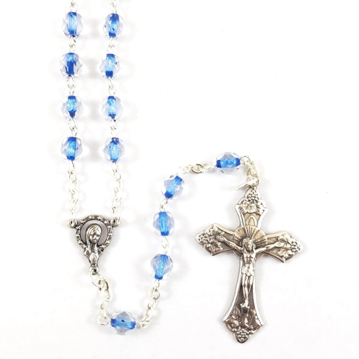 CRYSTAL AND BLUE ROSARY - Divine Mercy Gift Shop