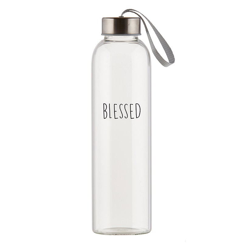 GLASS WATER BOTTLE - BLESSED - Divine Mercy Gift Shop