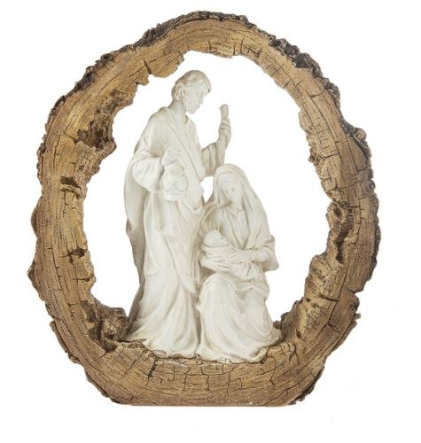 LARGE LOG NATIVITY FIGURINE