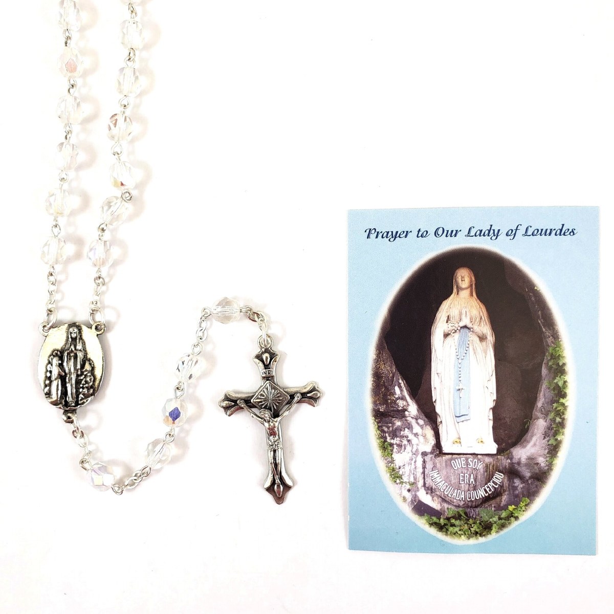 OUR LADY OF LOURDES CRYSTAL ROSARY - Divine Mercy Gift Shop