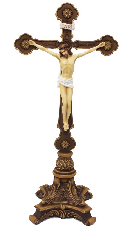 ORNATE STANDING CRUCIFIX FULL COLOR - Divine Mercy Gift Shop