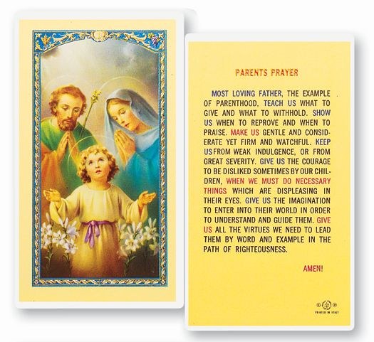 PARENTS PRAYER CARD - Divine Mercy Gift Shop