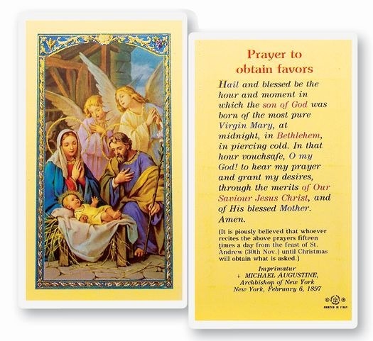 Prayer To Obtain Favors Prayer Card - Divine Mercy Gift Shop