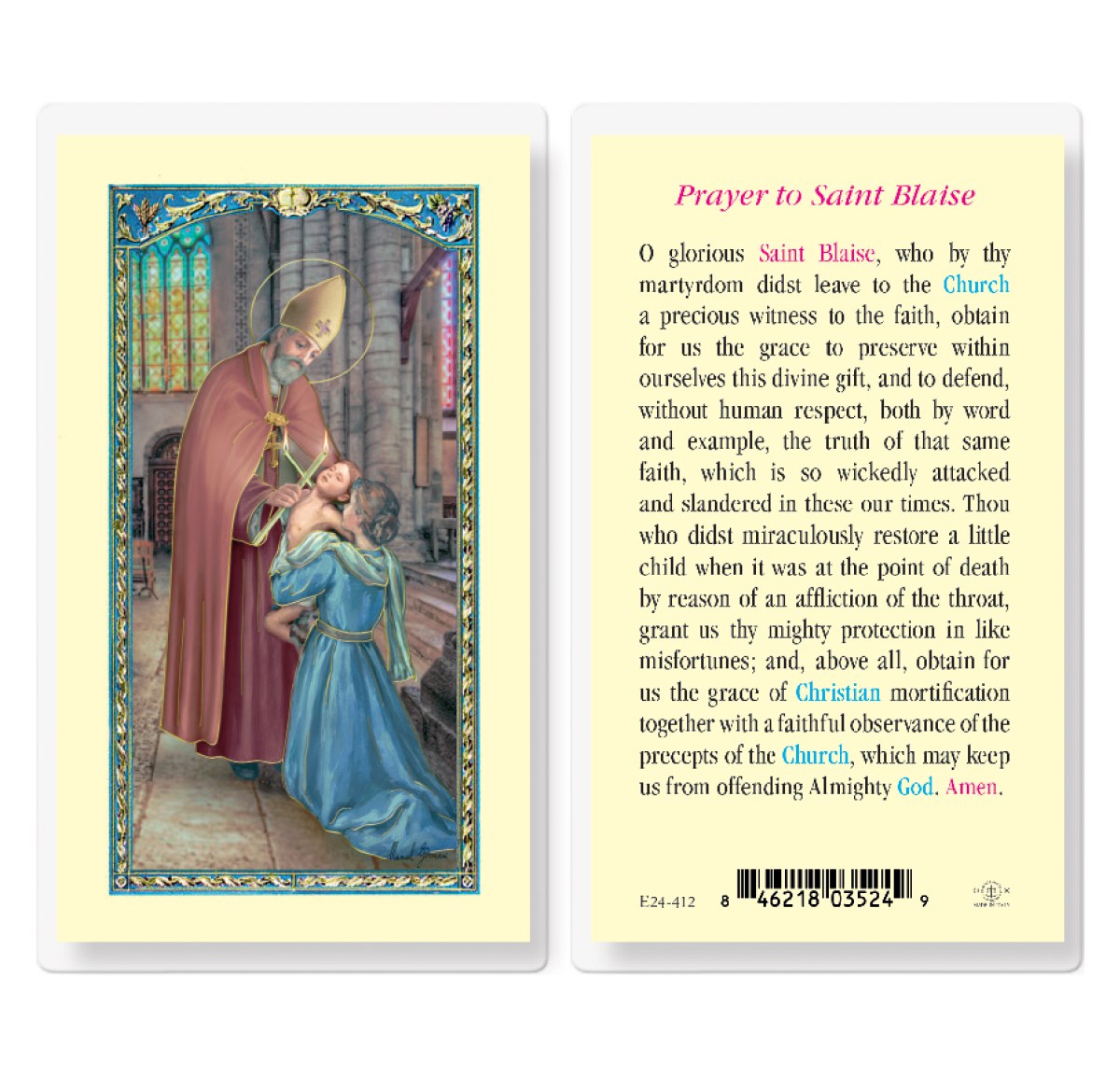 PRAYER TO ST BLAISE - Divine Mercy Gift Shop