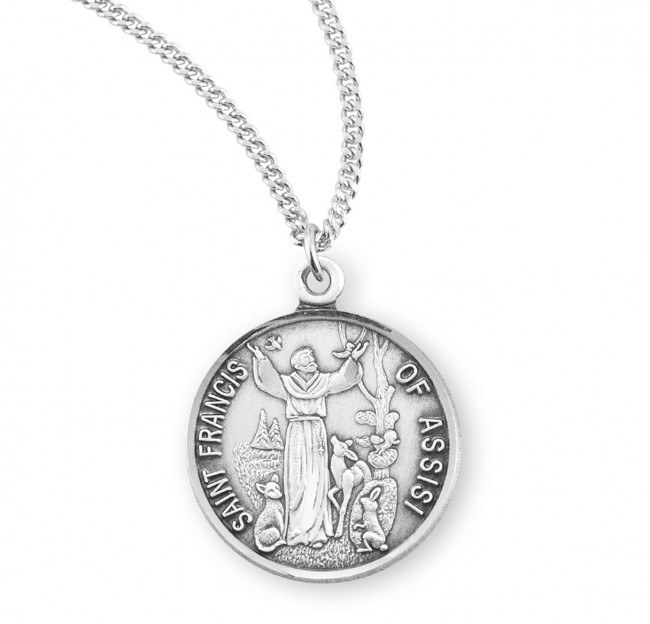 Sant FRANCS Of Asss Pray For Me Vntage Slver Relgous Medal
