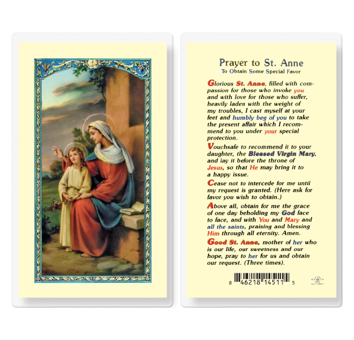 PRAYER TO ST ANNE TO OBTAIN SOME SPECIAL FAVOR - Divine Mercy Gift Shop