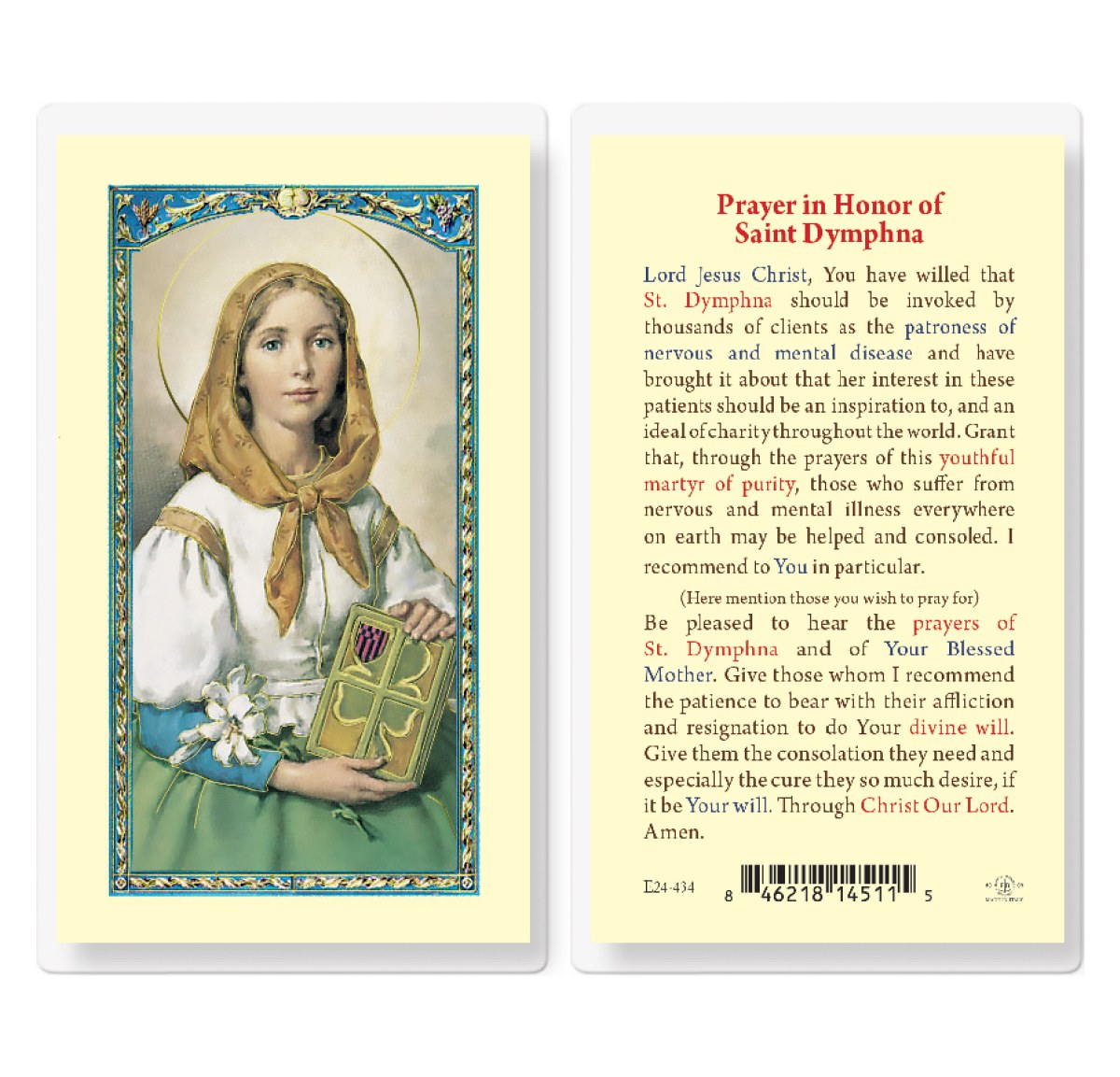 PRAYER IN HONOR OF ST DYMPHNA - Divine Mercy Gift Shop