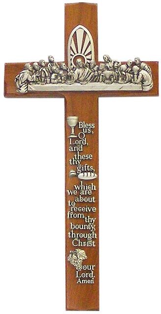 LAST SUPPER PRAYER 12&quot; WALNUT CROSS