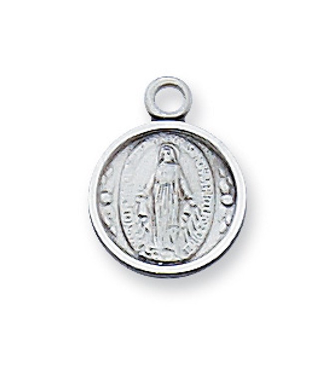 STERLING SILVER MEDAL WITH 16-18'' ADJUSTABLE PLATINUM PLATED CHAIN