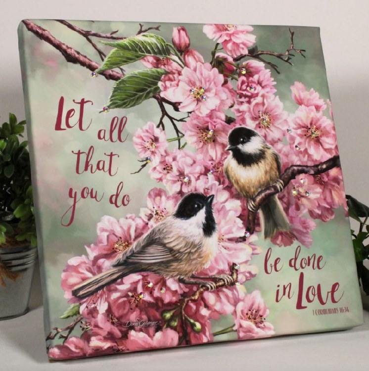 LOVE BIRDS PRINT WITH DAZZLING CRYSTAL