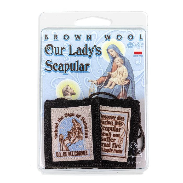 BROWN WOOL SCAPULAR MADE IN POLAND