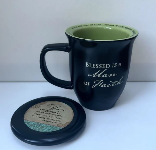 MAN OF FAITH MUG AND COASTER