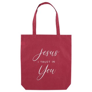 JESUS I TRUST IN YOU RED TOTE BAG