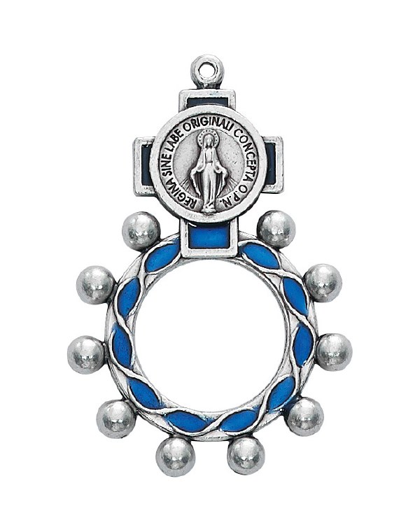 MIRACULOUS MEDAL ROSARY RING BLUE