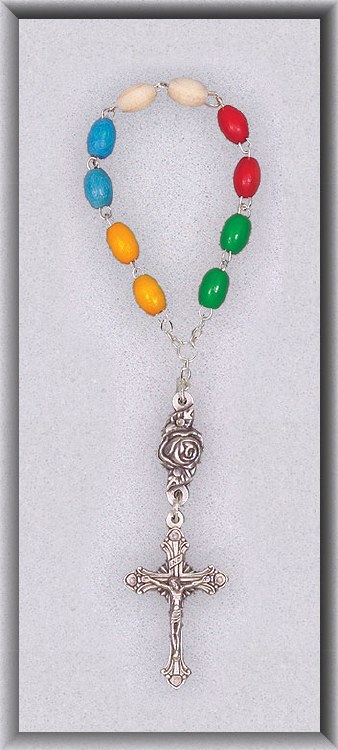 MULTI COLOR WOOD ONE DECADE ROSARY