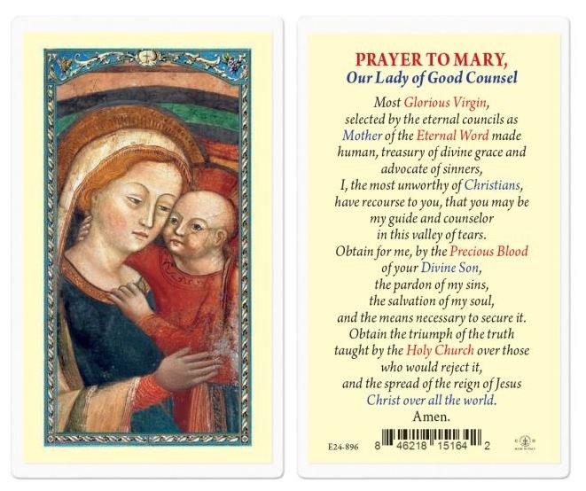OUR LADY OF GOOD COUNCIL PRAYERCARD