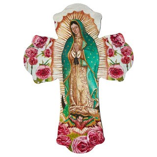 OUR LADY OF GUADALUPE WALL CROSS WITH ROSES