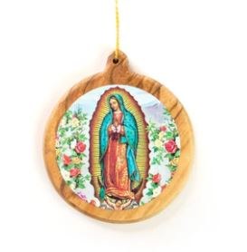 OUR LADY OF GUADALUPE OLIVE WOOD ORNAMENT