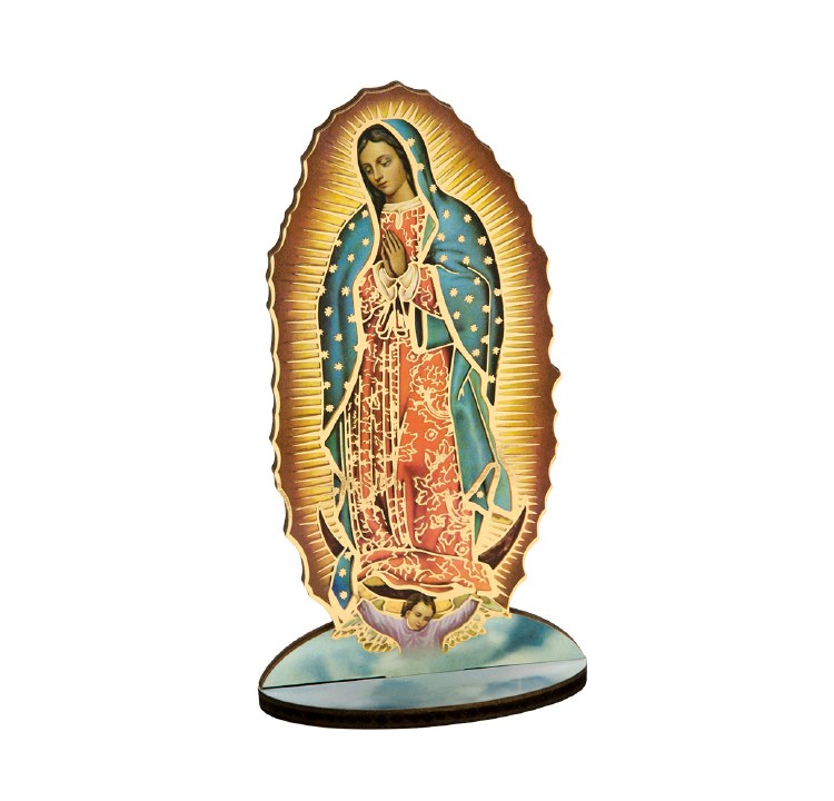 OUR LADY OF GUADALUPE 6&quot; LASERCUT WOODEN STATUE