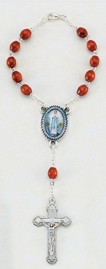 BROWN BEAD OUR LADY OF THE HIGHWAY AUTO ROSARY