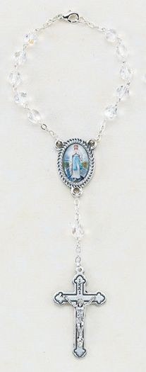 CRYSTAL BEAD OUR LADY OF THE HIGHWAY AUTO ROSARY