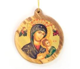 OUR LADY OF PERPETUAL HELP OLIVE WOOD ORNAMENT