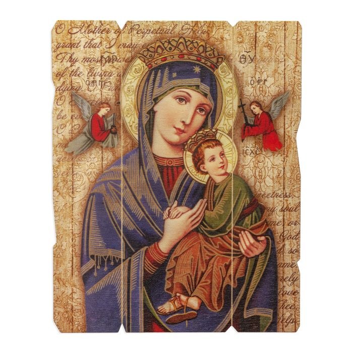 OUR LADY PERPETUAL HELP VINTAGE WOOD PLAQUE