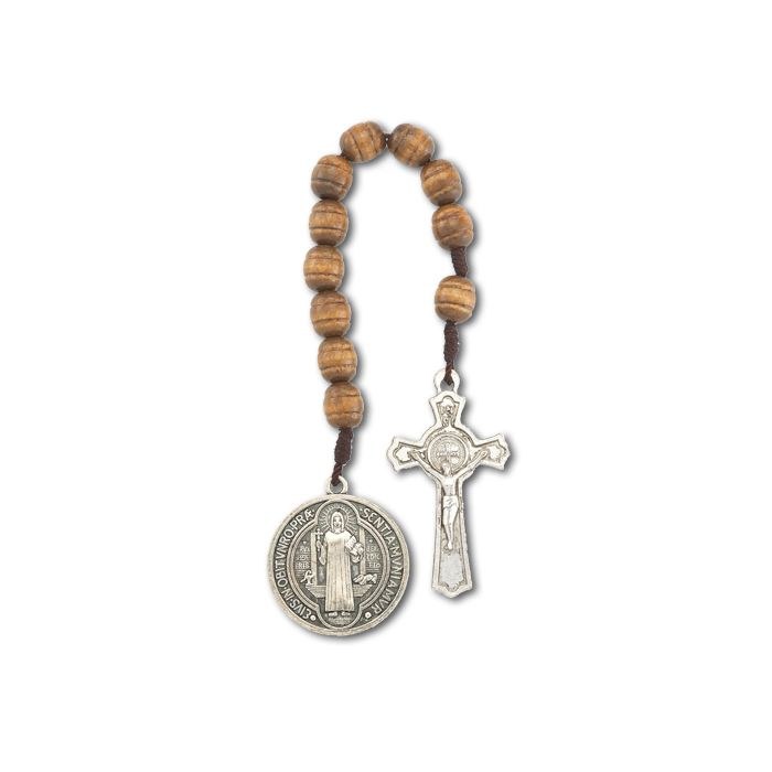 ST BENEDICT ONE DECADE WOOD ROSARY