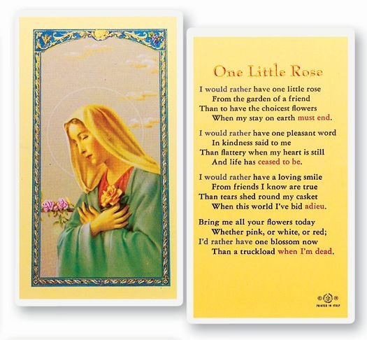 ONE LITTLE ROSE PRAYER CARD